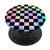 Checkerboard Rainbow Tie Dye Swirl Pastel Black EGirl Y2K PopSockets Grip and Stand for Phones and Tablets