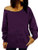 LYXIOF Womens Slouchy Off The Shoulder Sweatshirt Baggy Pullover Tops Long Sleeve Shirt Purple XL