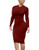 BORIFLORS Women's Basic Casual Long Sleeve Outfits Sexy Bodycon Party Club Midi Dress Medium Wine Red
