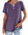 Aiopr Womens T Shirts V Neck Short Sleeve Tops Casual Summer Tees Solid Loose Fit Pocket Blouses Tunics Purple
