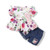 Toddler Girls Clothes 2PCS Short Sleeve Floral Shirt Tops Ripped Jeans Shorts Pants Set for Girls Denim Outfits Set for Summer 3-4T