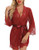 RSLOVE Lingerie for Women Kimono Robe Floral Lace Babydoll Lingerie Sheer Mesh Nightgown Short Sleeve Sleepwear Wine Red L