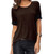 Women's Casual Round Neck Loose Fit Short Sleeve T-Shirt Blouse Tops  Coffee  L