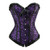 Womens Plus Size Corset Gothic Lace Trim Waist Cincher Overbust Bustier Lingerie Burlesque Costume 4X-Large Purple