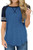 QACOHU Womens Long Sleeve and Short Sleeve T Shirts Color Block Causal Blouses Tops Round Neck Striped Tunic Tops Blue XXL