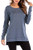 Women's Fall Long Sleeve Side Split Loose Casual Pullover Tunic Minimalism Tops  Blue  M