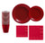 Party City Solid Red Premium Plastic Tableware Supplies for 20 Guests  Include Plastic Plates  Napkins  and Cups