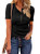 Fashion Summer T Shirts for Women V Neck Ribbed Knit Tee Short Sleeve Blouse Tops Black L