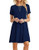 MOLERANI Women's Casual Plain Short Sleeve Simple T-Shirt Loose Dress Navy Blue L