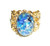 BLUE OPAL RING GOLD PLTD CZECH GLASS SEA BLUE FIRE OPAL STONE with ADJUSTABLE Filigree BAND
