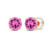14K Rose Gold Plated Sterling Silver 6mm Round Created Pink Sapphire Birthstone Prong Set Stud Earrings For Women and Girls
