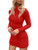 YMDUCH Women's Sexy Turtleneck Long Sleeve Ruched Bodycon Mini Club Dress Red