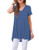 WNEEDU Women's Summer Short Sleeve V-Neck T-Shirt Short Sleeve Sleepwear Tunic Tops Blouse Shirts?Beja Blue Large?