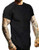 JINIDU Men's Short Sleeve Muscle T-Shirt Workout Tee Casual Slim Fit Tshirts Black