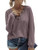 Qrupoad Womens V Neck Long Sleeve Henley Shirts Button Down Loose Fitting Tops Waffle Knit Tees Tunic Purple