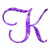 Mural Cursive Font K Initial - Vinyl Decal Sticker - 15.5" x 12" - Purple Flames