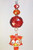 Big Bright Red  and  Orange Lamp Work Glass Owl Ceiling Fan Pull Chain