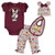 Disney Minnie Mouse Baby Girls Layette Set  Bodysuit Pants Hat Bib Purple 12 Months