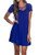 Fanfly Women's Long Sleeve T Shirt Dresses Criss Cross Neck Casual Loose Swing Dresses Royal Blue