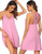Ekouaer Sleepwear for Women V Neck Chemise Nightgown Spaghetti Strap Sleep Dresses Lace Lingerie Nightwear S-XXL Pink Purple