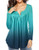 AMCLOS Womens Tops V Neck T-Shirts Button up Tunic Casual Flowy Pleated Blouses Loose Long Sleeve Floral-Blue XL