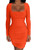 Kaximil Women's Sexy Bodycon Ruched Mini Club Dress Long Sleeve Basic Casual Dresses Small Orange