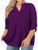 AMCLOS Womens Plus Size Solid Tunic Tops V Neck Blouse Shirts Purple  2XL