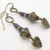 Handmade Boho Style Purple Triangle Dangle Earrings in Antiqued Brass