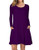 AUSELILY Women's Solid Plain Long Sleeve Pockets Casual Swing T-Shirt Dresses Violet Plum  2XL Purple