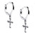 Mens 925 Sterling Silver 2pc Dangle Drop Cross Huggie Hoop Earrings
