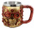 Ebros Gift Golden Steampunk Detective Skull Coffee Mug With Painted Mechanical Gearwork Red Pipeline Design Beer Stein Tankard Drink Cup 14oz  Red Steampunk Skull