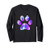 Funky Splash Paint Art Dog Paw Print Long Sleeve T-Shirt