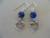 Pewter Hearts and Blue Lapis Gemstone Sterling Silver Earrings