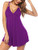 Ekouaer Sleepwear Womens Short Chemise Nightgown Full Slip Adjustable Sexy V Neck Lounge Dress Babudoll Nighties Purple