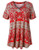 FOLUNSI Womens Plus Size Swing Tunic Top Short Sleeve Floral Flare T-Shirt Red 2XL