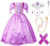 JerrisApparel Flower Girls Dress Princess Party Dress Costume  5  Purple with Accessories