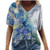 YSLMNOR Flowers Printing Tops for Womens Casual T Shirts Short Sleeve V Neck Blouses Scenic Tees Blue