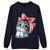 HGWXX7 Sweatshirt for Women Cute Cat Print Tops Casual Long Sleeve O-Neck Pullover Tops Blouse XS-2XL Dark Blue