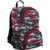 Fuel Spacious Everyday Backpack with Interior Tech Sleeve  Black White Geo Print Red Trim