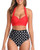 Tempt Me Women Vintage Swimsuits Red Dot Retro Halter Ruched High Waist Bikini L