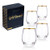 KJM and Co Gold Rimmed Crystal Stemless Wine Glasses - Perfect for Red or White Wine - Set of 4 - 15 Oz