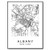 Albany Map Wall Art Poster Print New York USA City Map Street Black  and  White