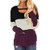 Shakumy Women Long Sleeve Color Block Tops Cutout Summer Casual Patchwork Comfy Loose T Shirts Blouses Tunics Purple