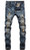 ZLZ Men's Ripped Skinny Distressed Destroyed Slim Fit Stretch Biker Jeans Pants With Holes  Vintage Blue  30