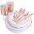 WDF 25Guest Rose Gold Plastic Plates with Rose Gold Silverware Rose Gold Cups-include 25 Dinner Plates  25 Salad Plates  50 Forks  25 Knives  25 Spoons  and Plastic Cups Bonus 25 Mini Forks