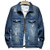 LZLER Jean Jacket for Men  Classic Ripped Slim Denim Jacket with Holes  Blue010  Large