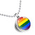 CENWA LGBT Gay Pride Rainbow Time Gemstone Double-Sided Glass Ball Pendant Necklace LGBT Lesbian Jewelry -Rainbow Flag N-