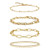 14K Gold Chain Bracelet Sets for Women Girls 14K Gold Plated Dainty Link Paperclip Choker Bracelet Stack Gold Small Ball Beads Bracelets Adjustable Layered Metal Link Bracelet -Style-4-