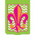 Pink Orange Fleur de Lis on Green Chevron 18 x 13 Shield Shape Double Applique Small Garden Flag