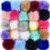 Coopay 24 Pieces Faux Fox Fur Pom Pom Balls DIY Fur Fluffy Pom Pom with Elastic Loop for Hats Keychains Scarves Gloves Bags Charms Knitting Accessories -Multicolor-